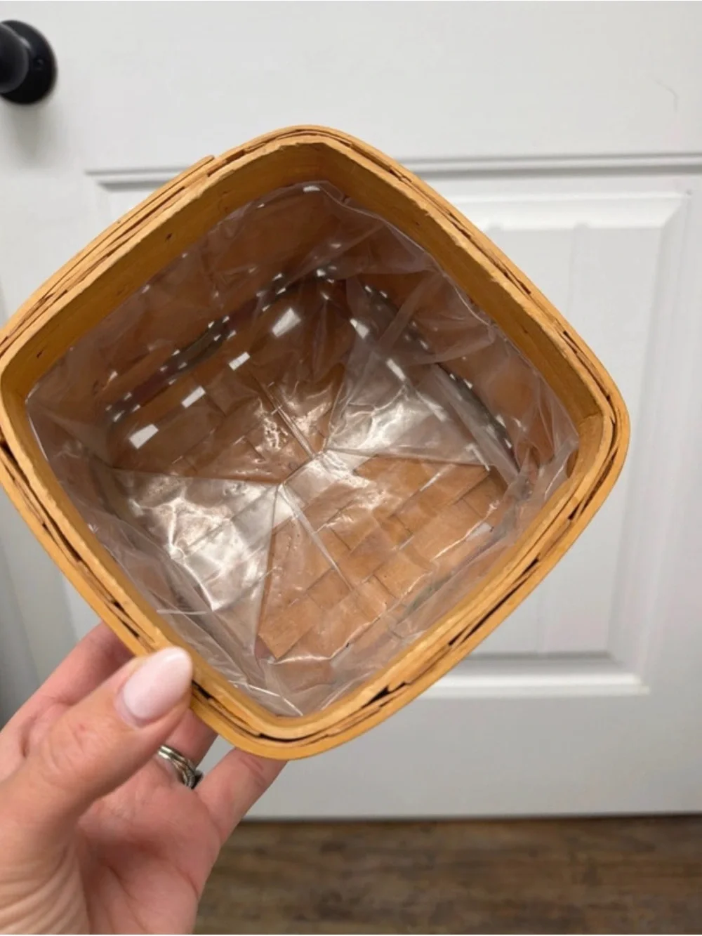 Handwoven Natural Wood teacher school Basket - Tan 5x4